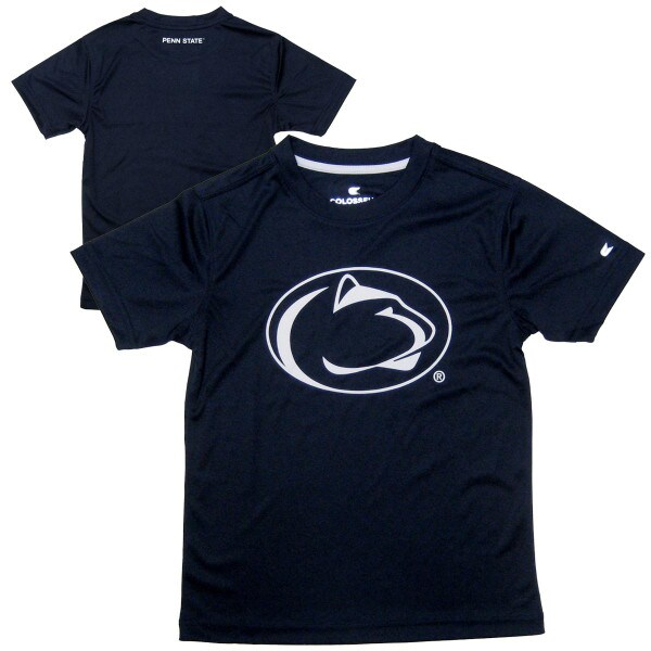 navy youth short sleeve performance t-shirt with Penn State Athletic Logo
